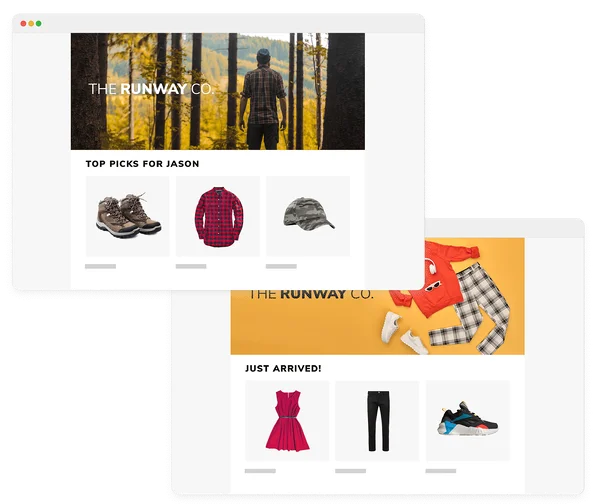 Live email widgets showing real-time product updates